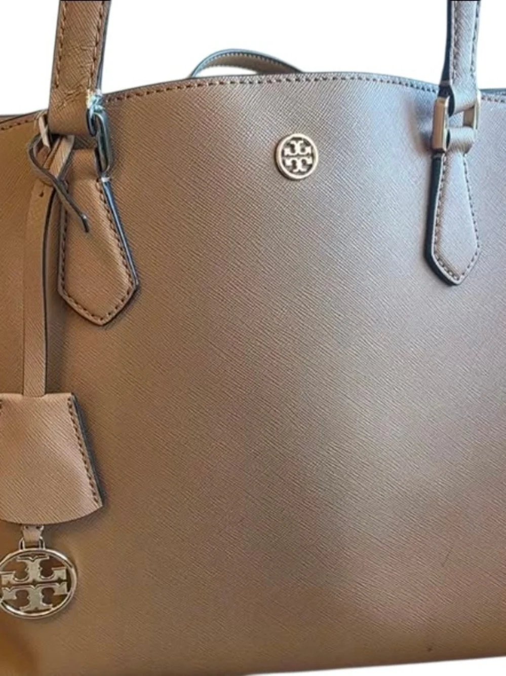 Tory Burch Robinson Large Tote Bag & Matching Zip Wallet Set – Cardamom Tan